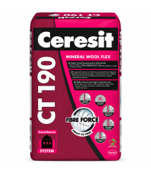 Adeziv si masa de spaclu pentru vata minerala Ceresit CT 190, 25 kg